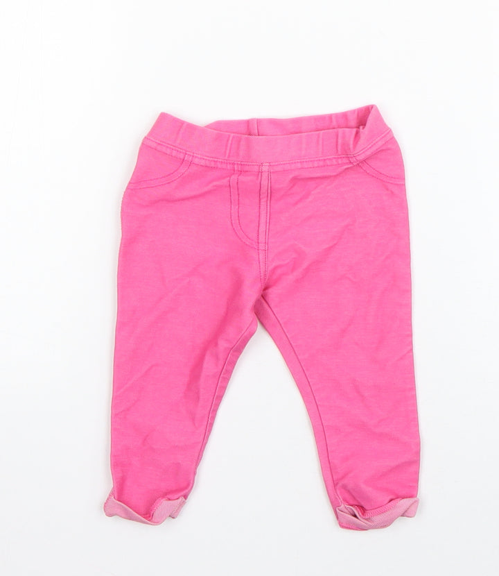 F&F Girls Pink Cotton Jogger Leggings Size 3-6 Months