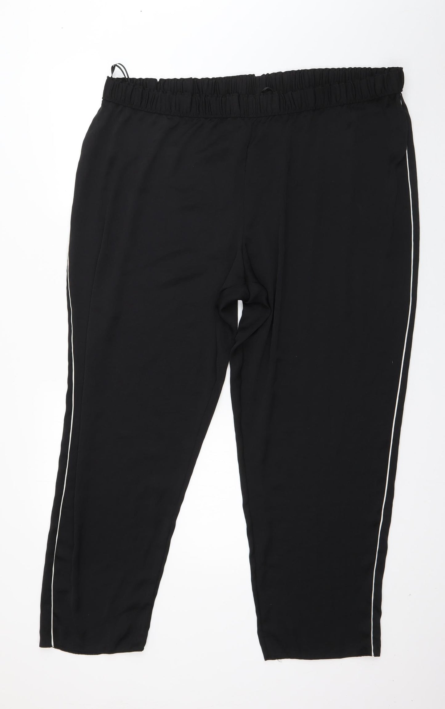 Marks and Spencer Womens Black Solid Polyester Capri Pyjama Pants Size 22