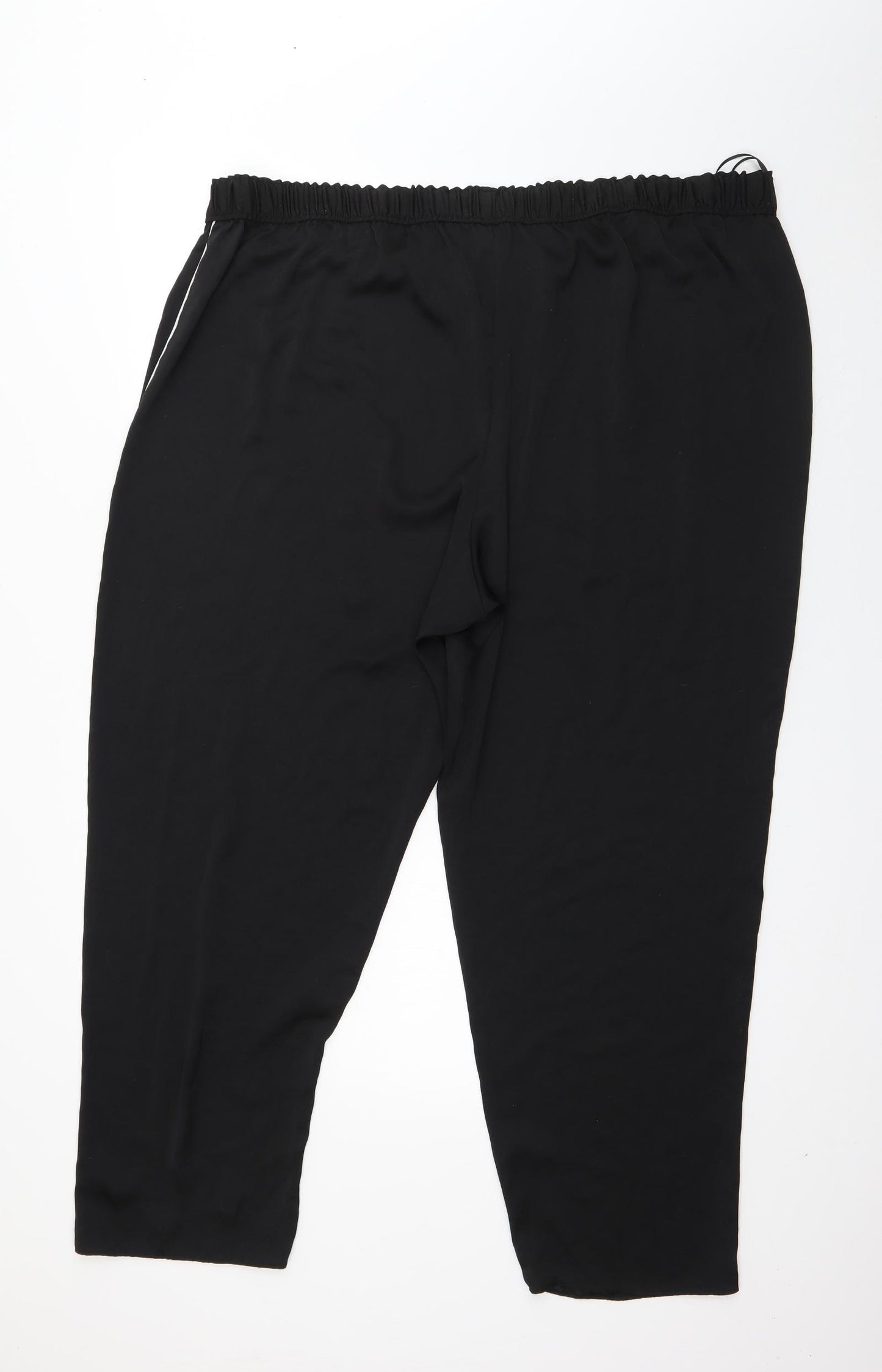 Marks and Spencer Womens Black Solid Polyester Capri Pyjama Pants Size 22