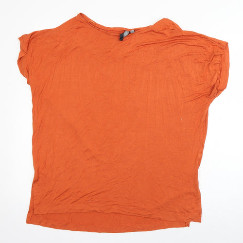 Originals Womens Orange  Viscose Basic T-Shirt Size 12 Boat Neck