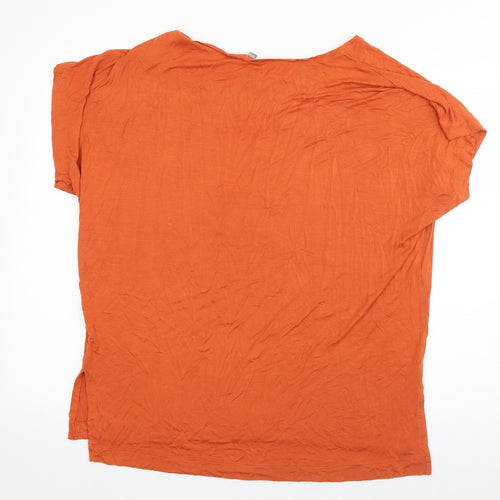 Originals Womens Orange  Viscose Basic T-Shirt Size 12 Boat Neck