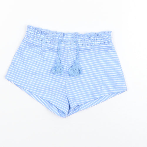 River Island Boys Blue Striped Cotton Cropped Trousers Size 3-6 Months  Drawstring