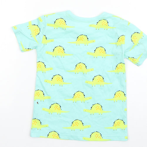 George Boys Blue Geometric Cotton Basic T-Shirt Size 12-18 Months Round Neck Pullover - Dinosaur