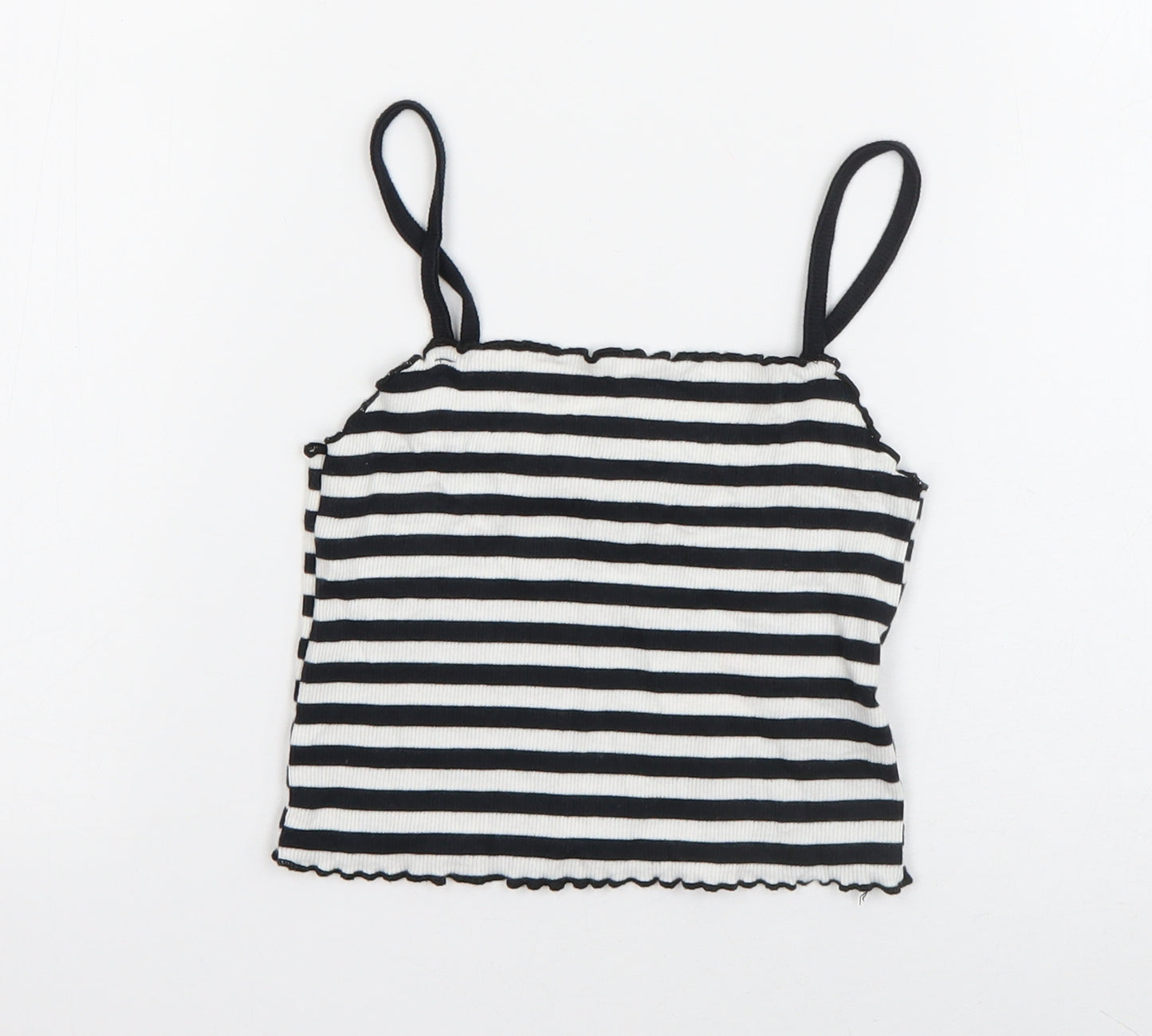 Topshop Womens Blue Striped Cotton Basic Tank Size 6 Square Neck