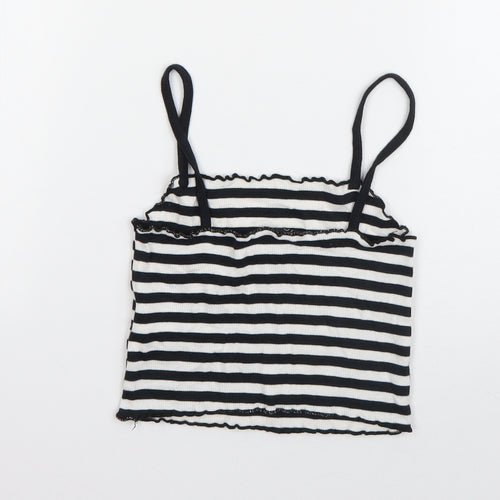Topshop Womens Blue Striped Cotton Basic Tank Size 6 Square Neck