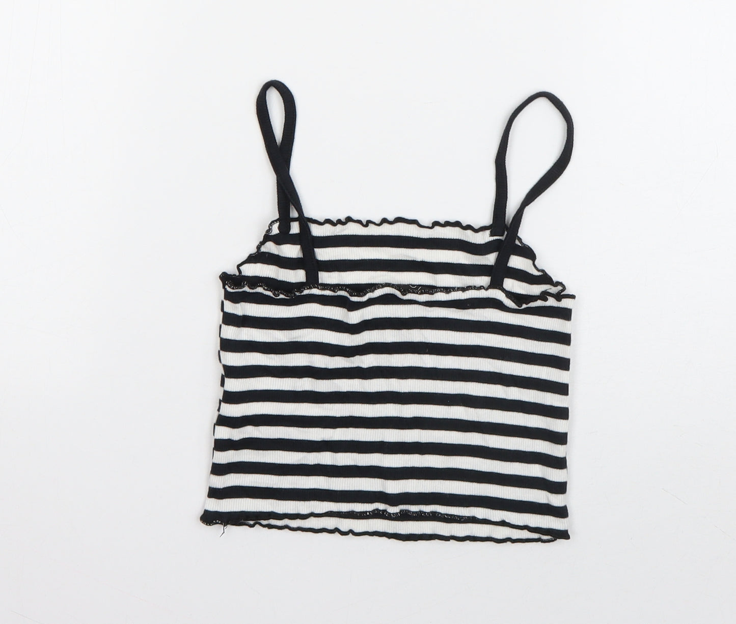 Topshop Womens Blue Striped Cotton Basic Tank Size 6 Square Neck