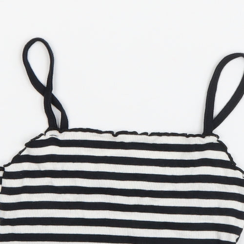 Topshop Womens Blue Striped Cotton Basic Tank Size 6 Square Neck
