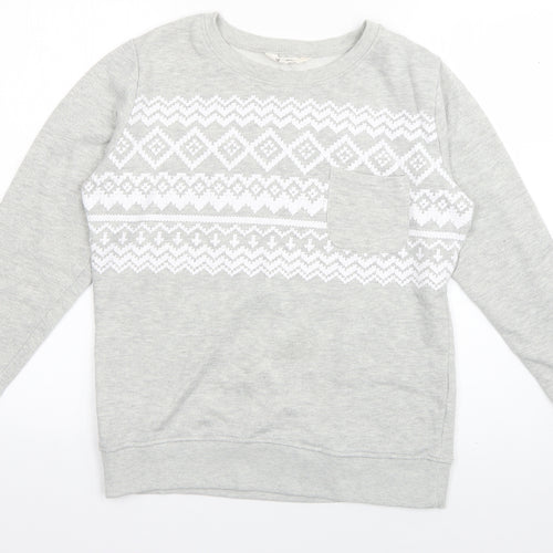Original Essentials Womens Grey Geometric Cotton Pullover Sweatshirt Size 8  Pullover
