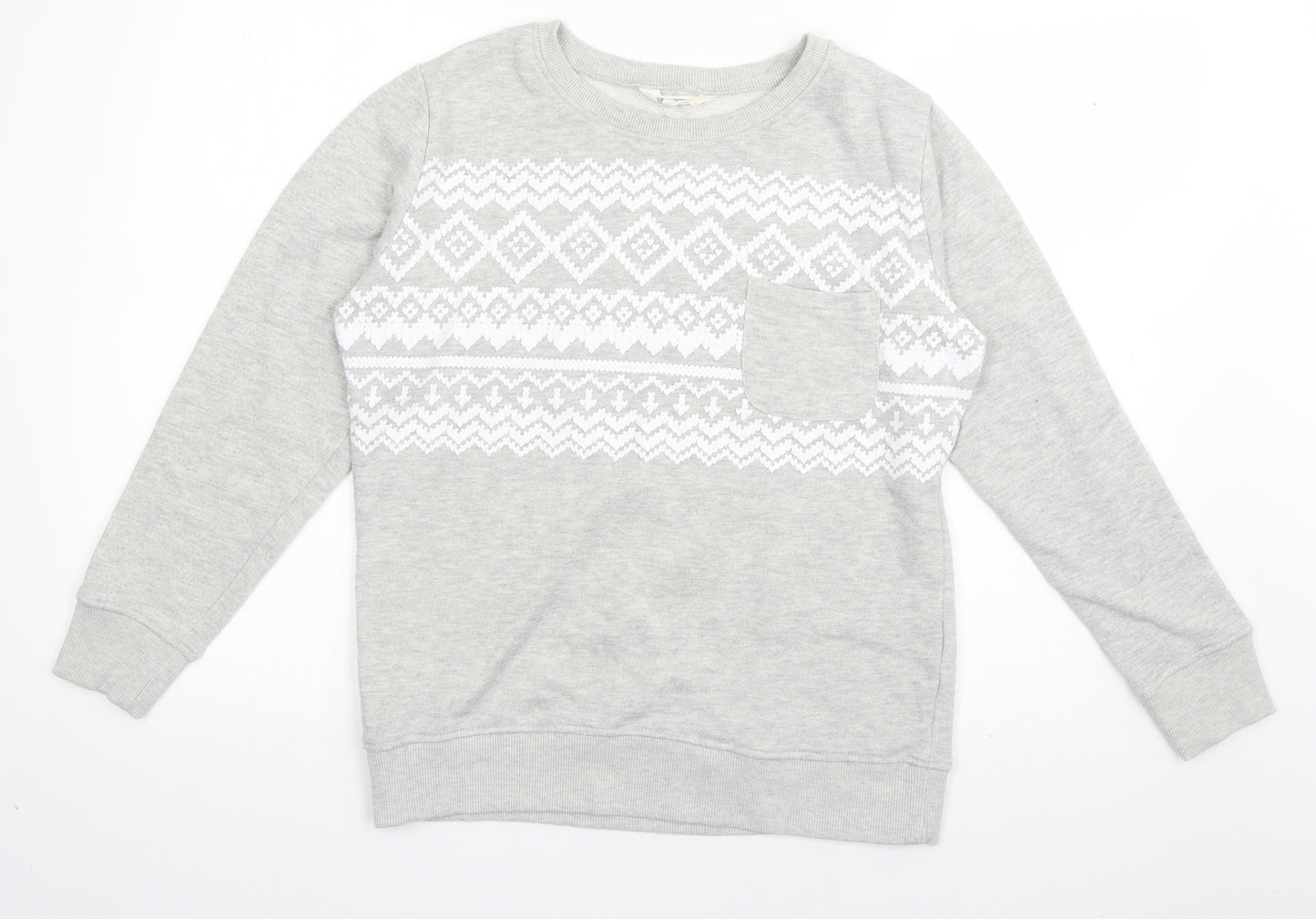 Original Essentials Womens Grey Geometric Cotton Pullover Sweatshirt Size 8  Pullover