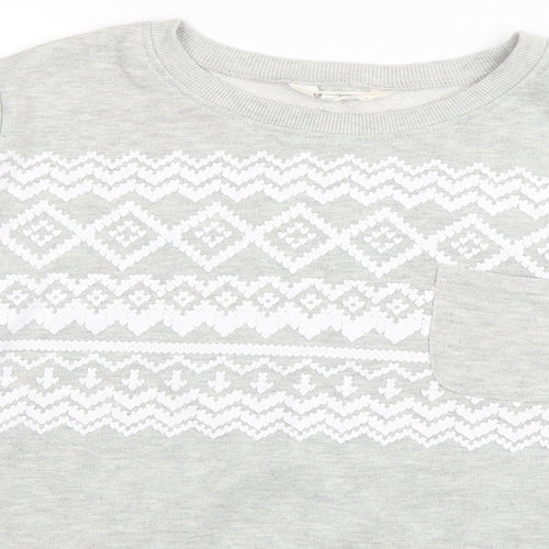 Original Essentials Womens Grey Geometric Cotton Pullover Sweatshirt Size 8  Pullover