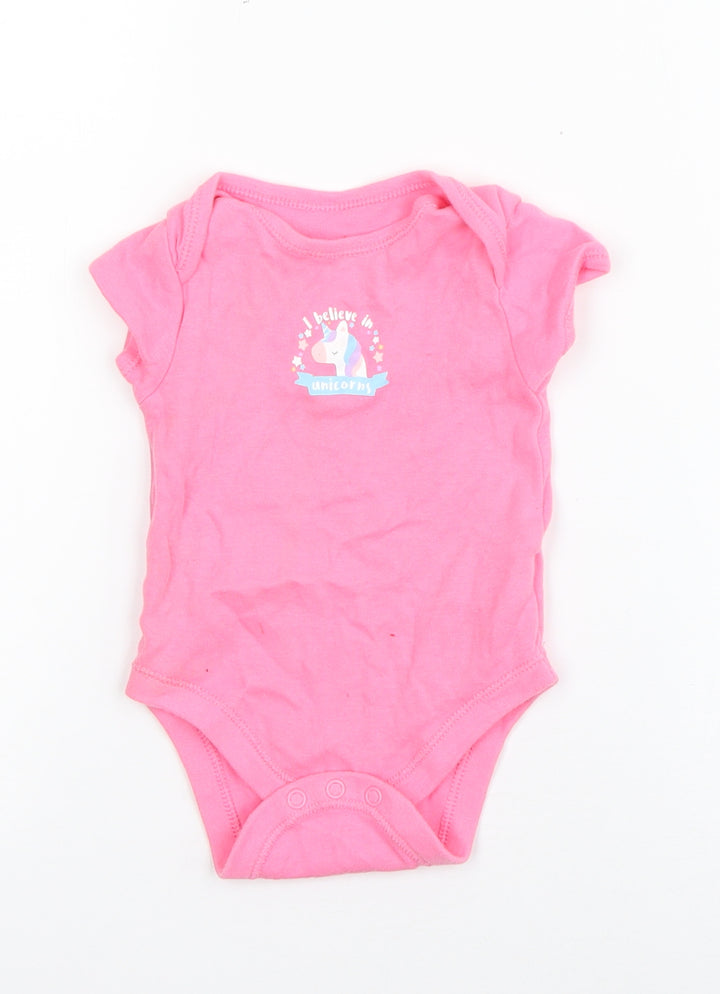Primark Girls Pink Cotton Babygrow One-Piece Size 3-6 Months Snap - Unicorn