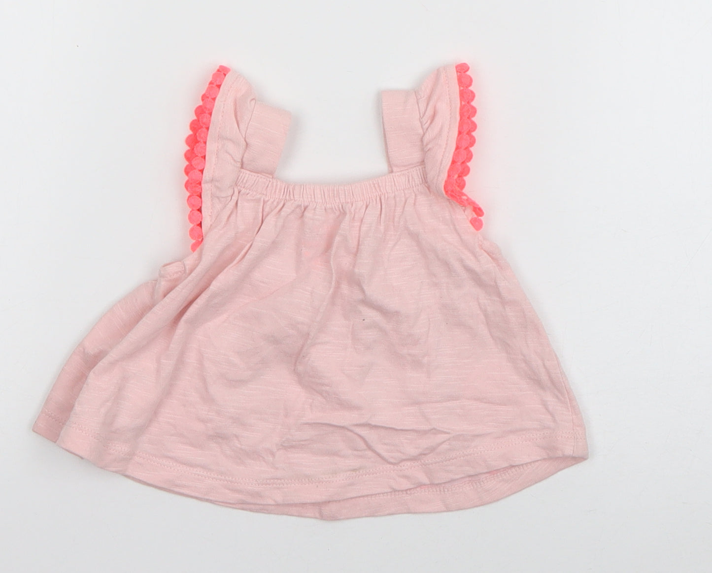 F&F Girls Pink Geometric Cotton Basic Tank Size 0-3 Months Square Neck Pullover