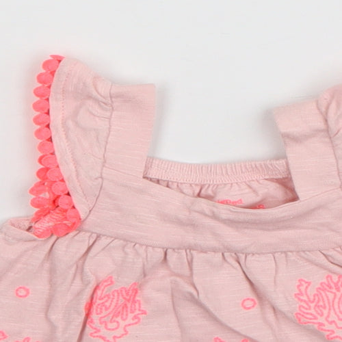 F&F Girls Pink Geometric Cotton Basic Tank Size 0-3 Months Square Neck Pullover