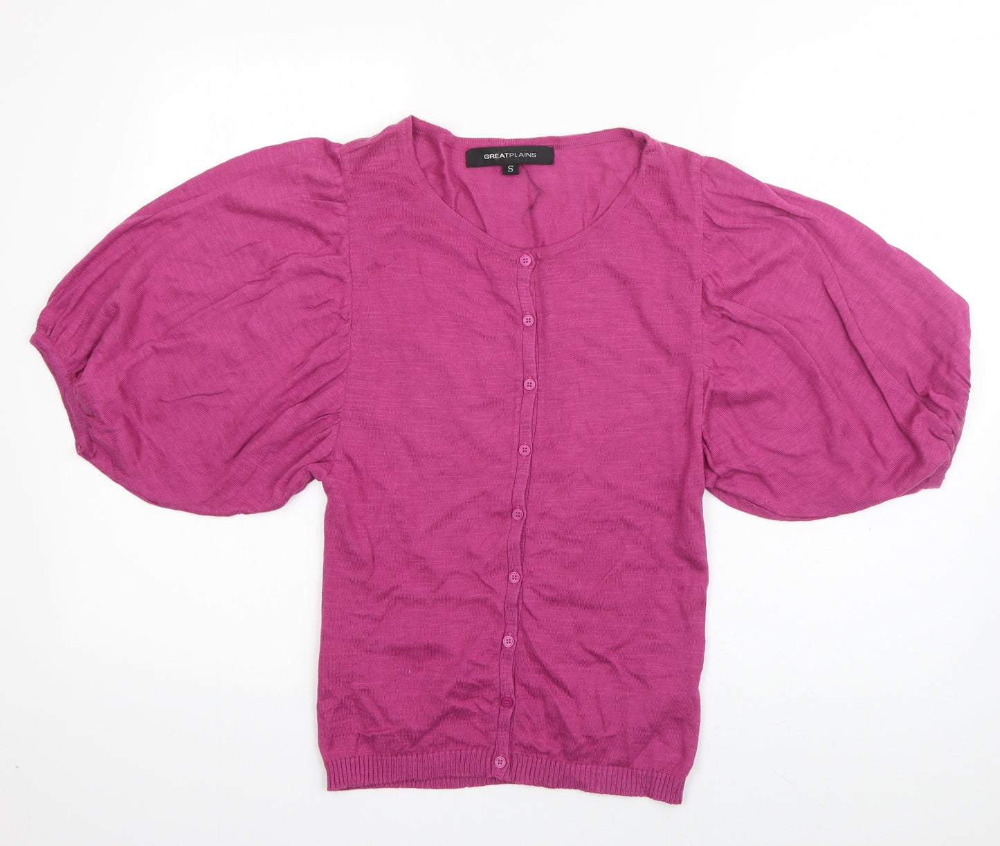 Great Plains Womens Pink Scoop Neck  Cotton Cardigan Jumper Size S