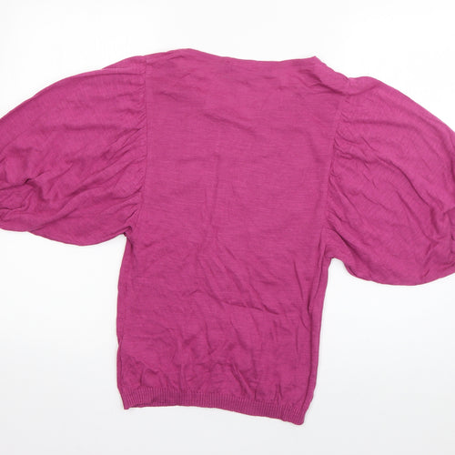 Great Plains Womens Pink Scoop Neck  Cotton Cardigan Jumper Size S