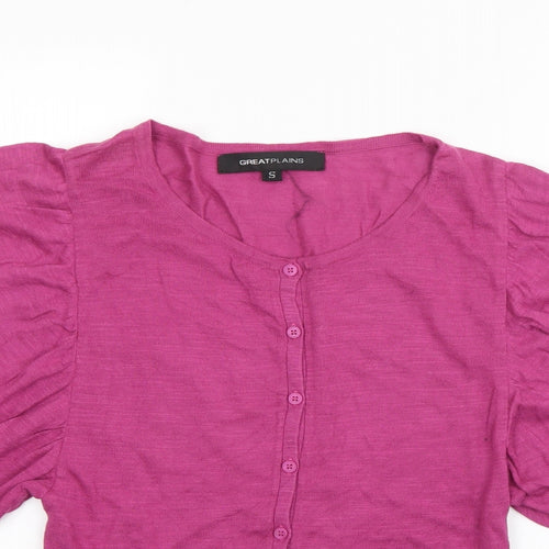 Great Plains Womens Pink Scoop Neck  Cotton Cardigan Jumper Size S