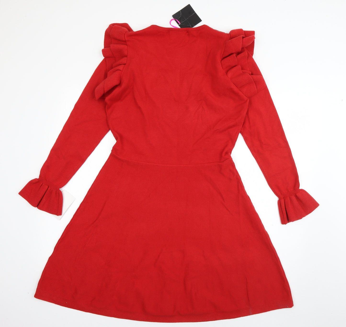 Very Womens Red  Viscose Skater Dress  Size 14  Round Neck Pullover
