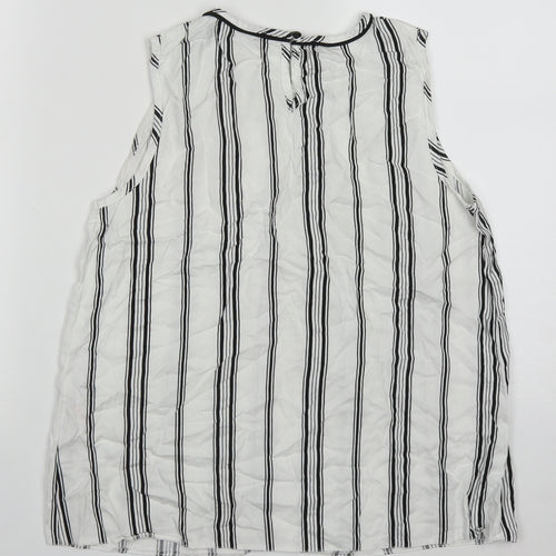 Dorothy Perkins Womens White Striped Viscose Basic Tank Size 12 Round Neck
