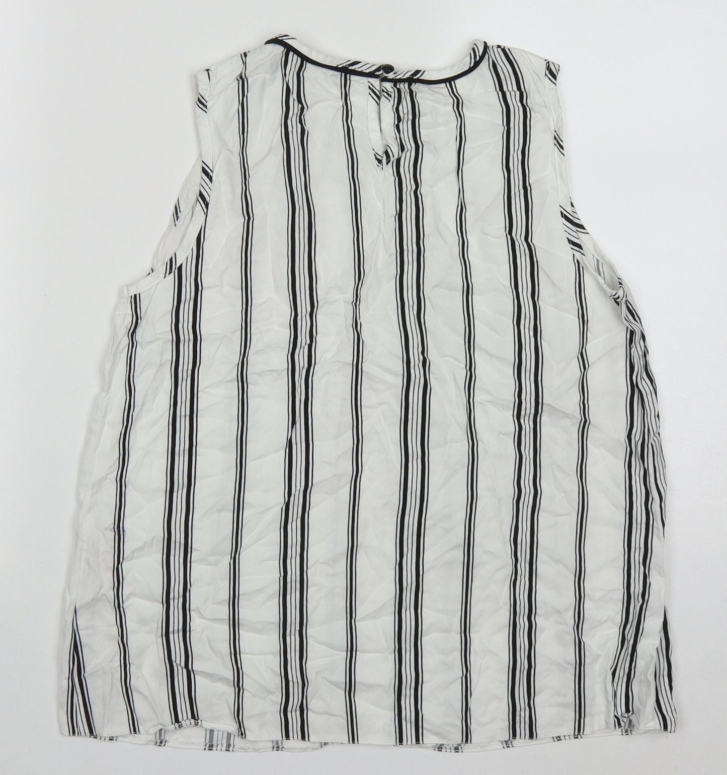 Dorothy Perkins Womens White Striped Viscose Basic Tank Size 12 Round Neck