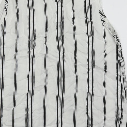 Dorothy Perkins Womens White Striped Viscose Basic Tank Size 12 Round Neck