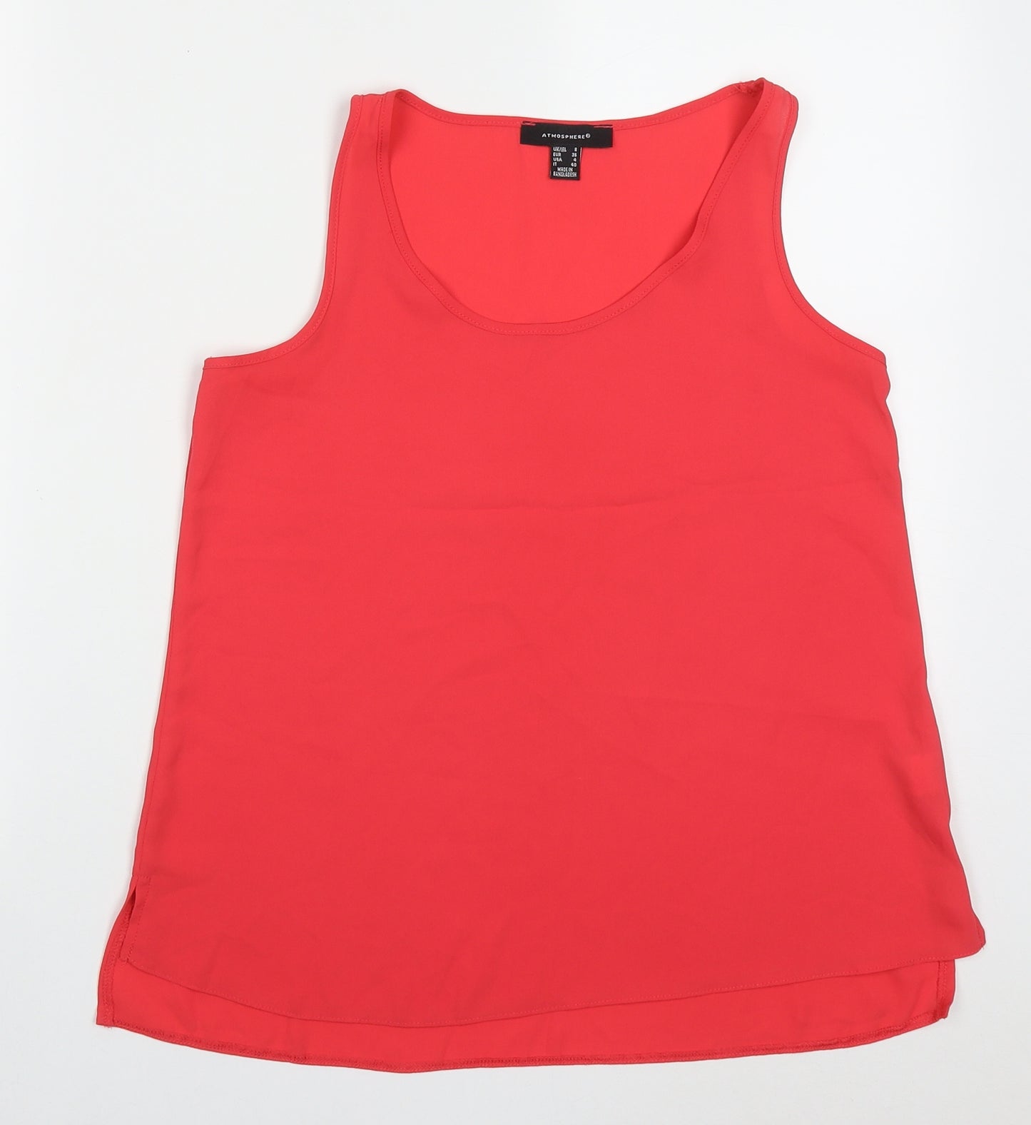 Atmosphere Womens Pink  Polyester Basic Tank Size 8 Round Neck