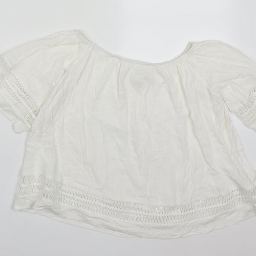 Mirumi Womens White  Viscose Basic Blouse Size S Off the Shoulder