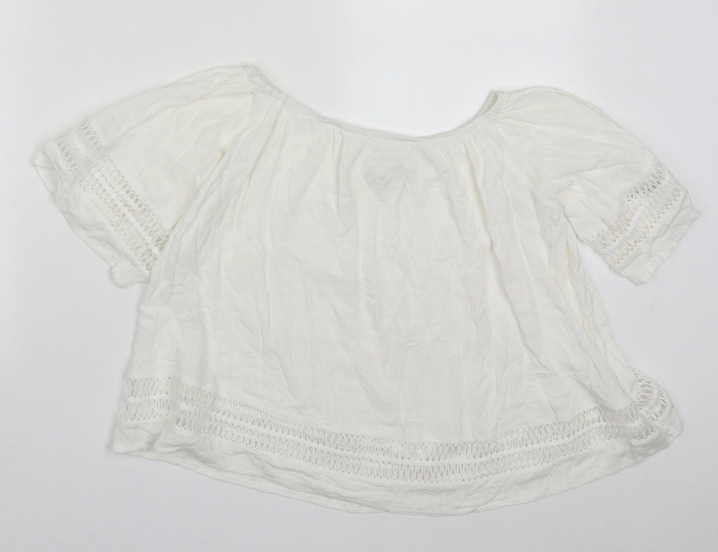 Mirumi Womens White  Viscose Basic Blouse Size S Off the Shoulder