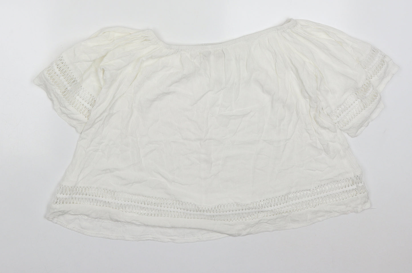Mirumi Womens White  Viscose Basic Blouse Size S Off the Shoulder