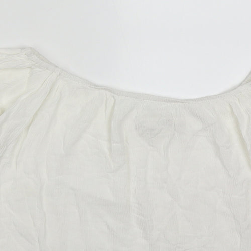 Mirumi Womens White  Viscose Basic Blouse Size S Off the Shoulder