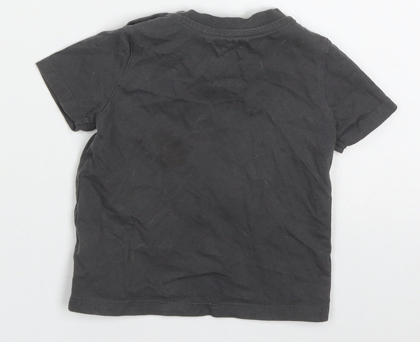 F&F Boys Grey  Cotton Basic T-Shirt Size 9-12 Months Crew Neck Pullover - Tigers Be Strong Brave