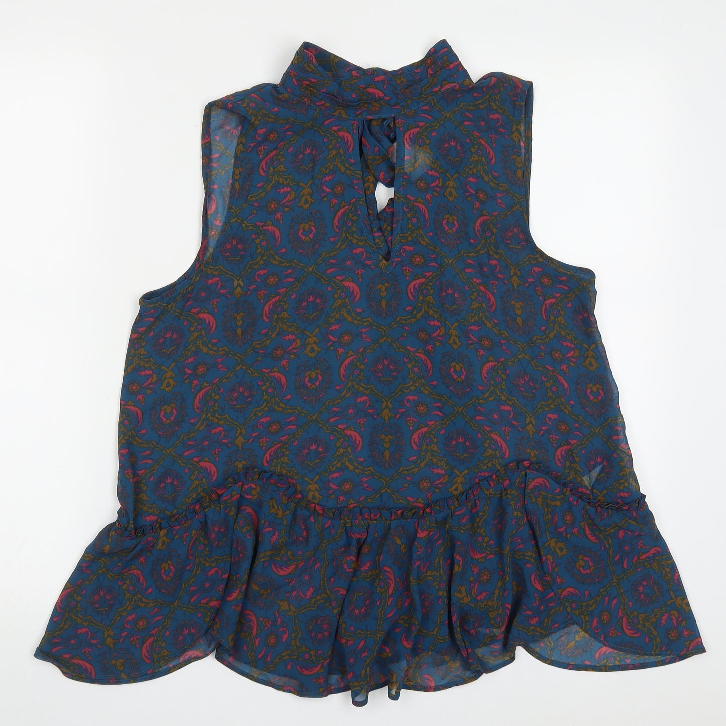 NEXT Womens Multicoloured Geometric Polyester Basic Blouse Size 14 Round Neck