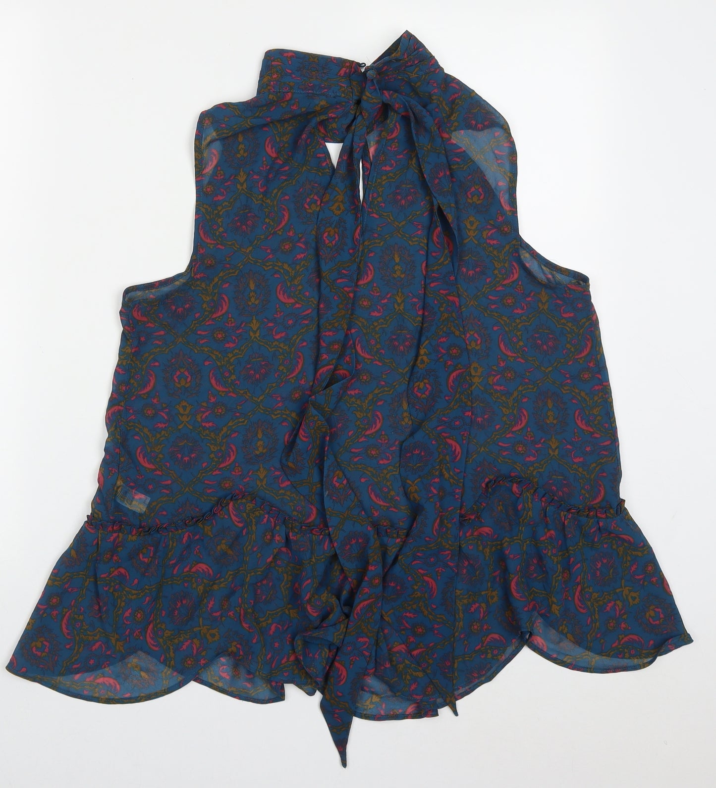 NEXT Womens Multicoloured Geometric Polyester Basic Blouse Size 14 Round Neck