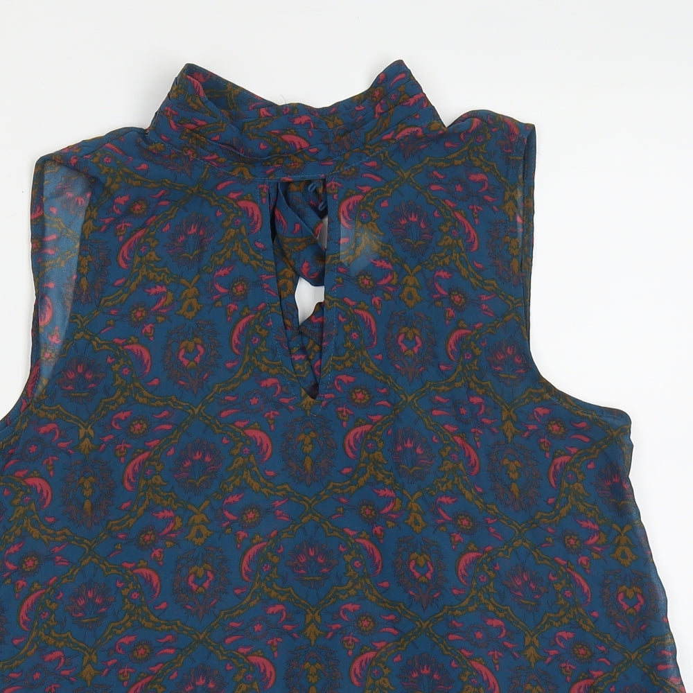 NEXT Womens Multicoloured Geometric Polyester Basic Blouse Size 14 Round Neck