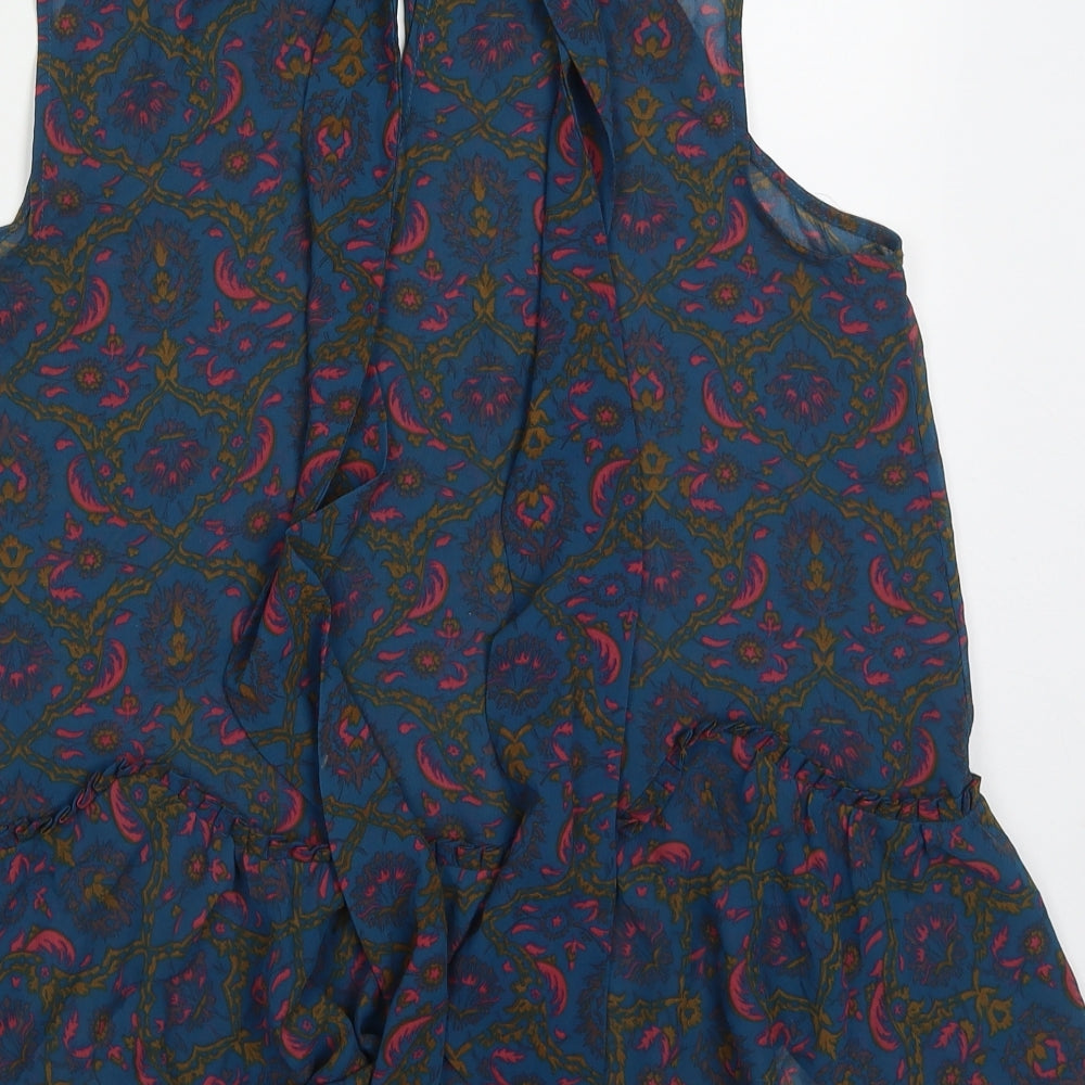 NEXT Womens Multicoloured Geometric Polyester Basic Blouse Size 14 Round Neck