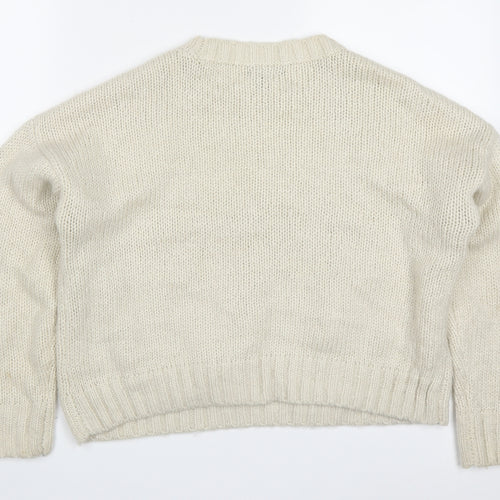 New Look Womens Beige Round Neck  Acrylic Pullover Jumper Size M