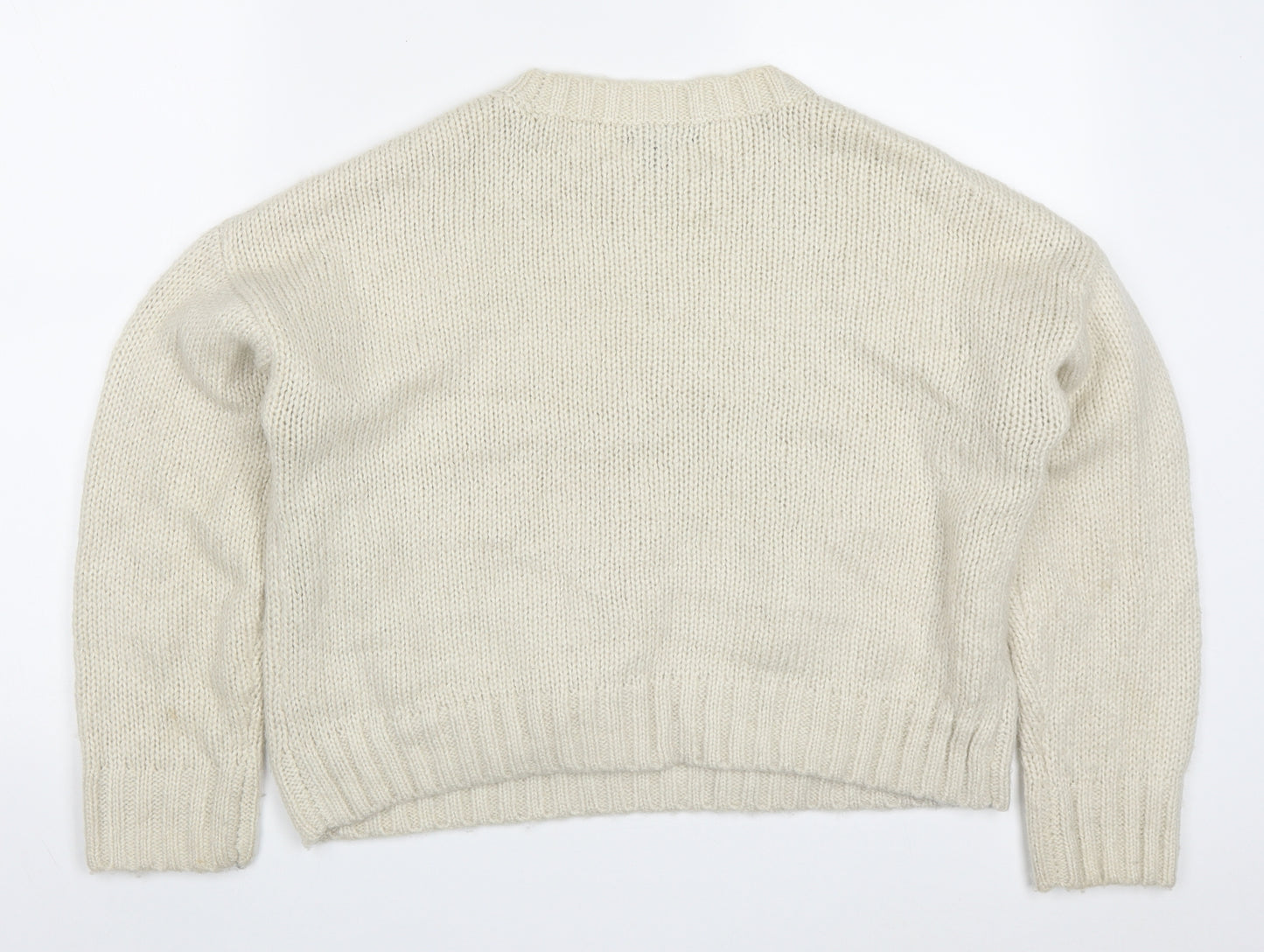 New Look Womens Beige Round Neck  Acrylic Pullover Jumper Size M