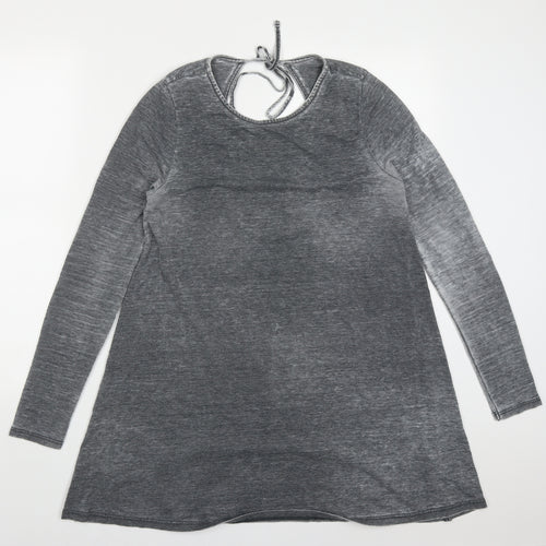 Topshop Womens Grey  Polyester T-Shirt Dress  Size 10  Round Neck Pullover