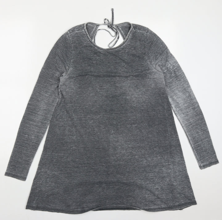 Topshop Womens Grey  Polyester T-Shirt Dress  Size 10  Round Neck Pullover