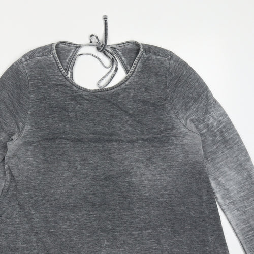 Topshop Womens Grey  Polyester T-Shirt Dress  Size 10  Round Neck Pullover