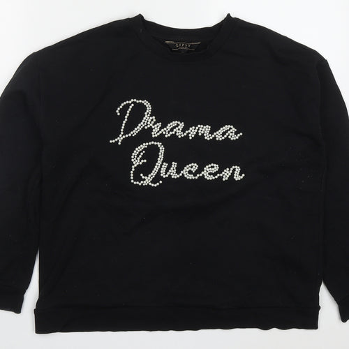 Lipsy Womens Black  Polyester Pullover Sweatshirt Size M  Pullover - Drama Queen