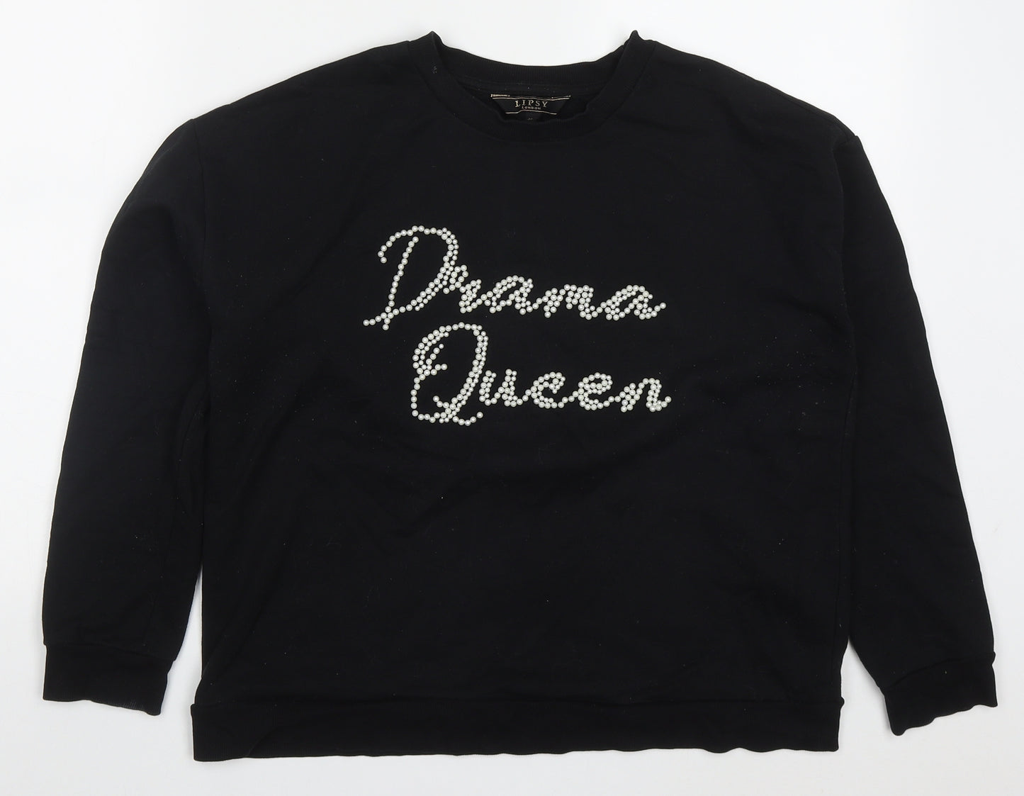 Lipsy Womens Black  Polyester Pullover Sweatshirt Size M  Pullover - Drama Queen
