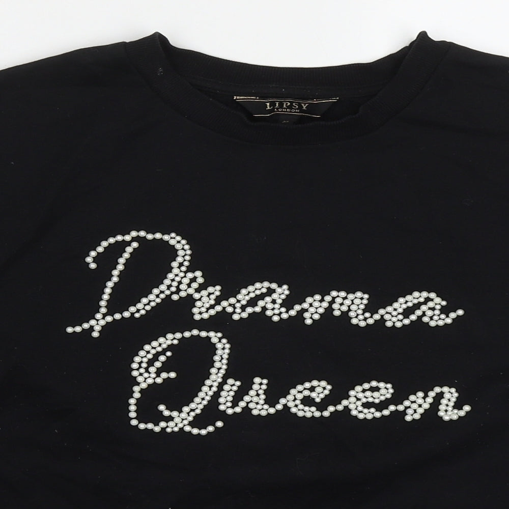 Lipsy Womens Black  Polyester Pullover Sweatshirt Size M  Pullover - Drama Queen