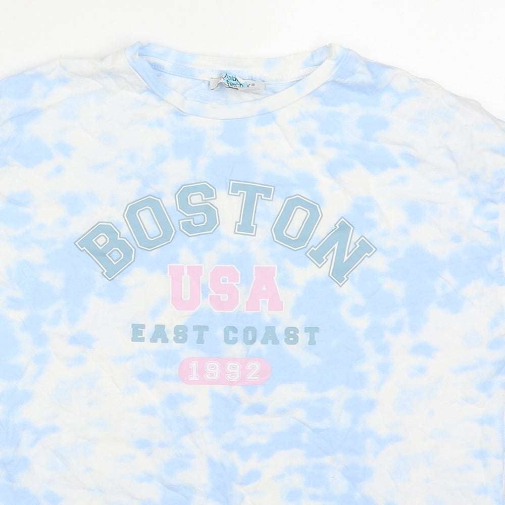 Primark Girls Blue  Cotton Basic T-Shirt Size 9-10 Years Crew Neck Pullover - Boston USA