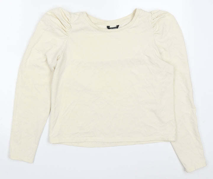 Monki Womens Beige  Cotton Pullover Sweatshirt Size S  Pullover
