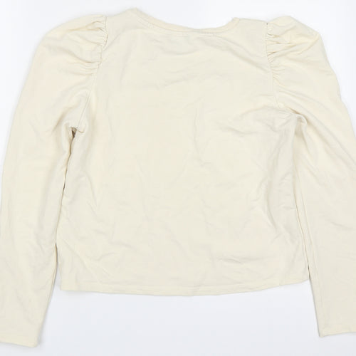Monki Womens Beige  Cotton Pullover Sweatshirt Size S  Pullover