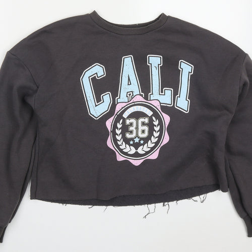 Primark Womens Grey  Cotton Pullover Sweatshirt Size 6  Pullover - Cali Distressed