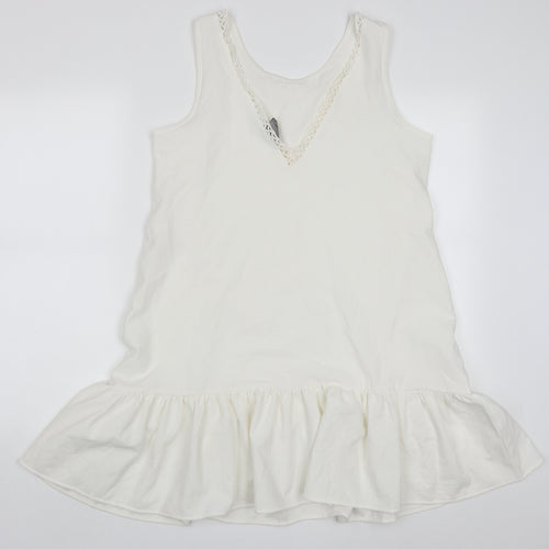 VERO MODA Womens White  Polyester A-Line  Size M  Round Neck Pullover