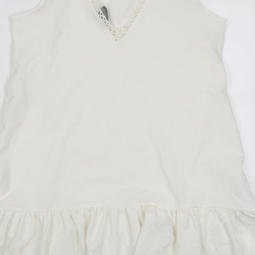 VERO MODA Womens White  Polyester A-Line  Size M  Round Neck Pullover