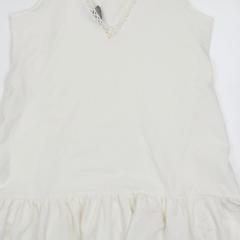 VERO MODA Womens White  Polyester A-Line  Size M  Round Neck Pullover