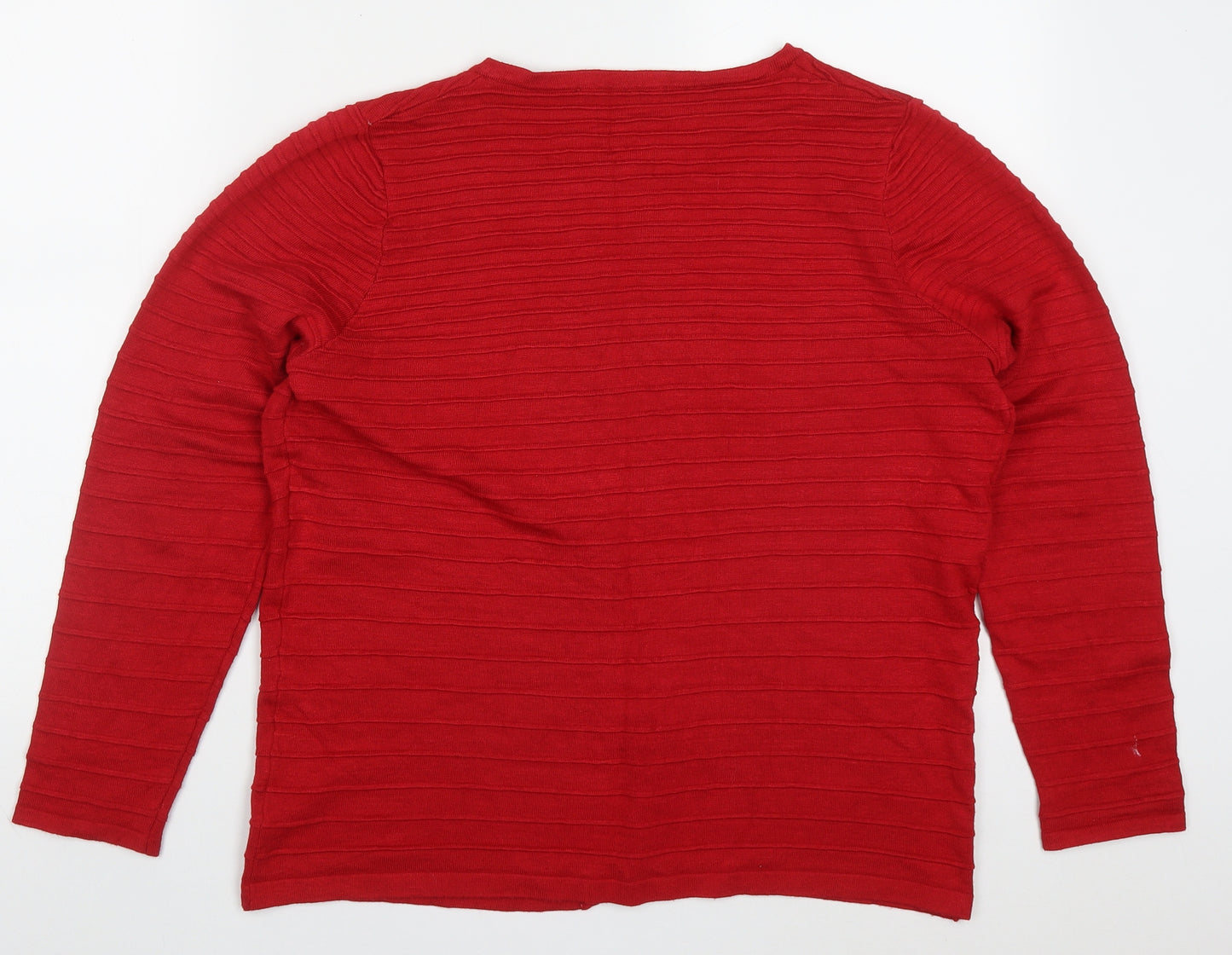 Bonmarché Womens Red Round Neck  Viscose Cardigan Jumper Size 16